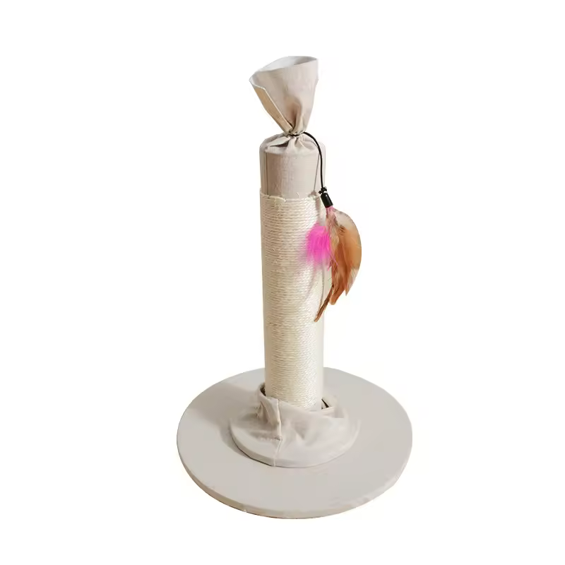 Candy Modern Small Cat Scratching Post Durable Sisal Jute Climbing Frame Teaser Wand Space-Saving Cat Tree Purr Garden